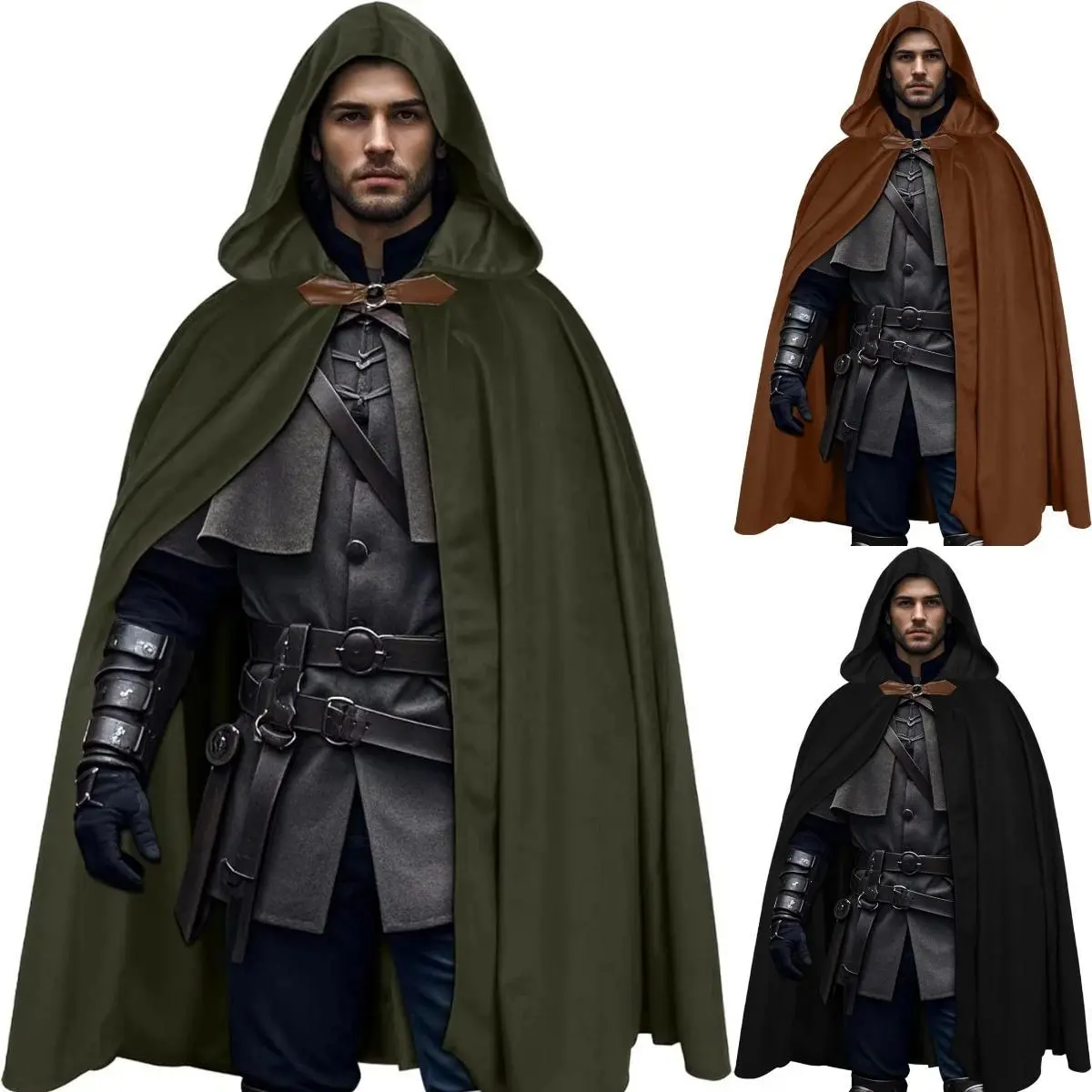 FashionMedieval Velvet Hooded Cloak - Renaissance Cape with Hood Vintage Capelet Halloween Sorcerer Costume