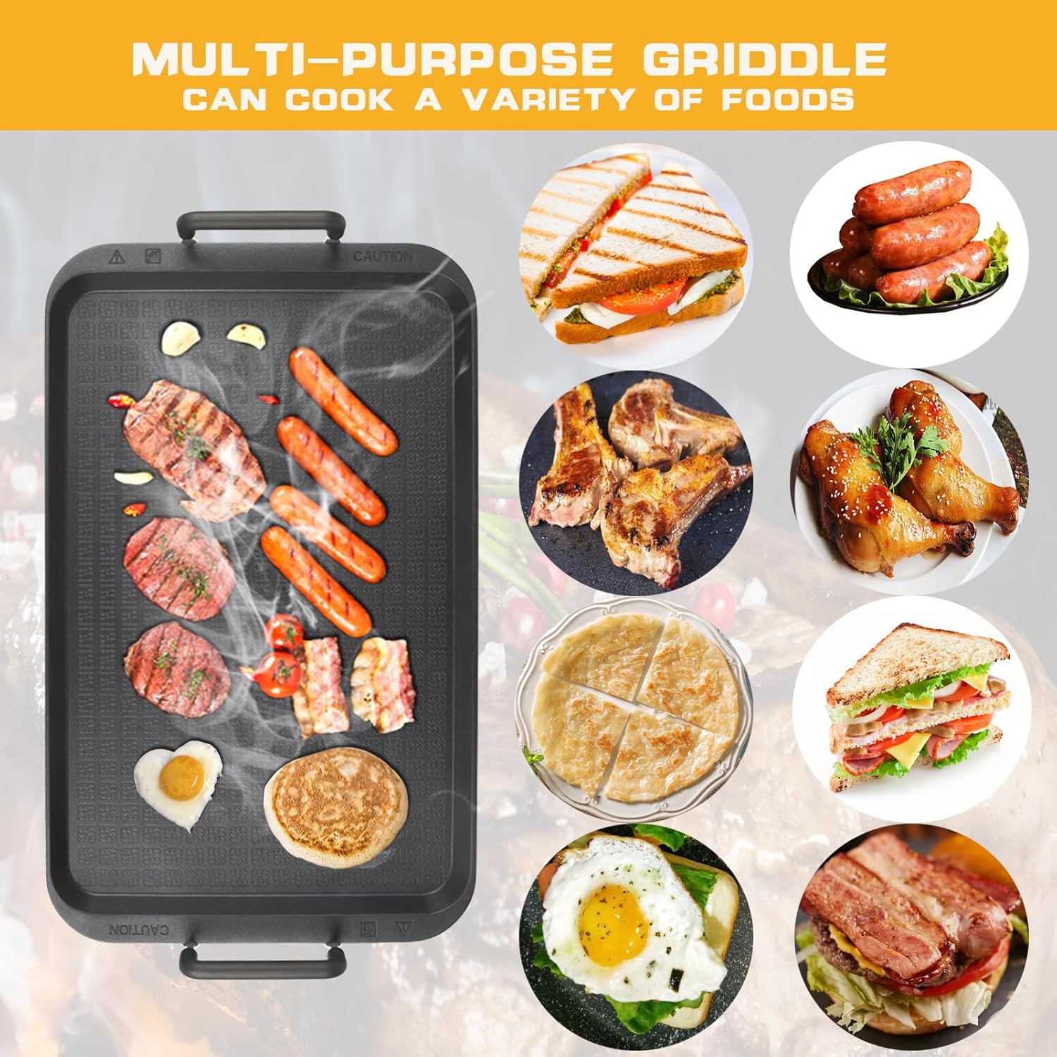 Non-Stick  Stove Top Flat Griddle, Warp-Resistant Double Burner Griddle Pan for Glass and Gas Stove,  for Breakfast and Camping Indoor or Outdoor Size 17" x 10.5"