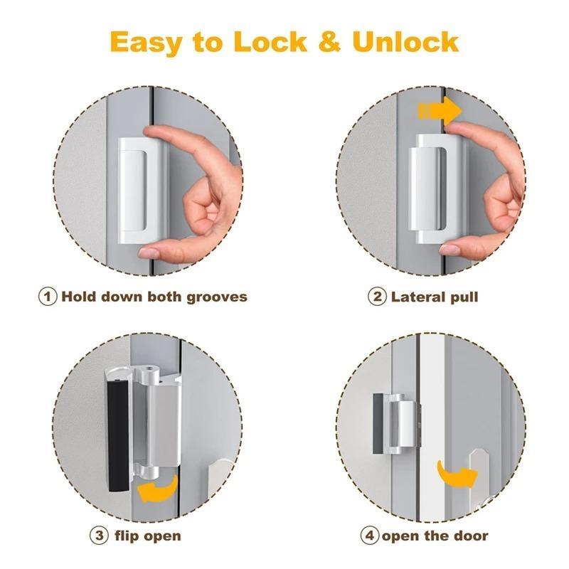 Aluminum Alloy Door Lock, Door Reinforcement Lock, Easy to Install Home Door Lock, Anti-theft Design Door Lock, Door Hardware for Home, Office, Hotel, Apartment