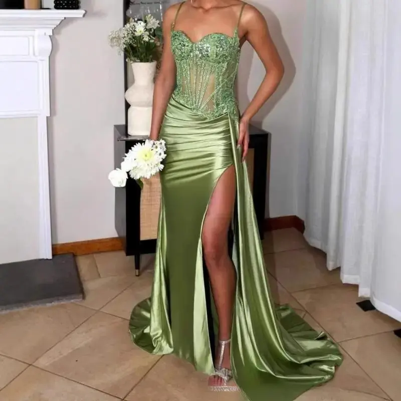 2025 Women’s Strapless Long Satin Ball Gown – Elegant Evening Dress for Special Occasions, Sexy Formal Ball Dress, Black Fabric