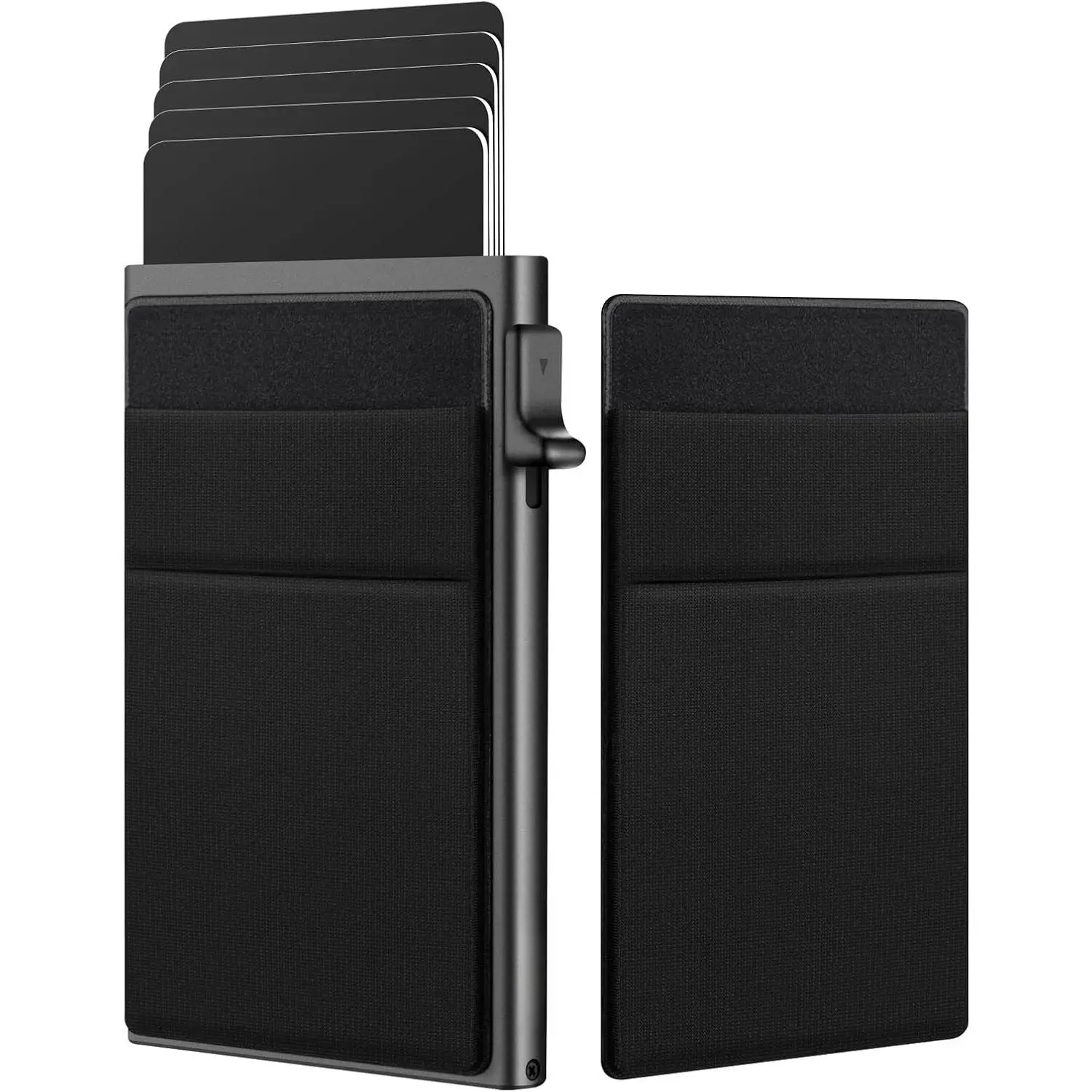 Ultra-slim Wallet for Men - Pop up Card Holder Mens Wallet with RFID Protection Minimalist Metal Wallets Billeteras de Hombres Gifts for Men Dad Husband Boyfriend Black