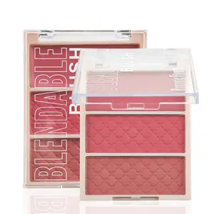 3 Color Matte Blush Palette, Compact, 2 Powder 1 Cream, Waterproof, Long Lasting, High Pigment, Skin Friendly, Portable Blusher, Beauty Cosmetics