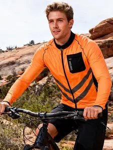 WOSAWE Men's High Visibility Cycling Wind Jacket Water Resistance Reflective Windbreaker