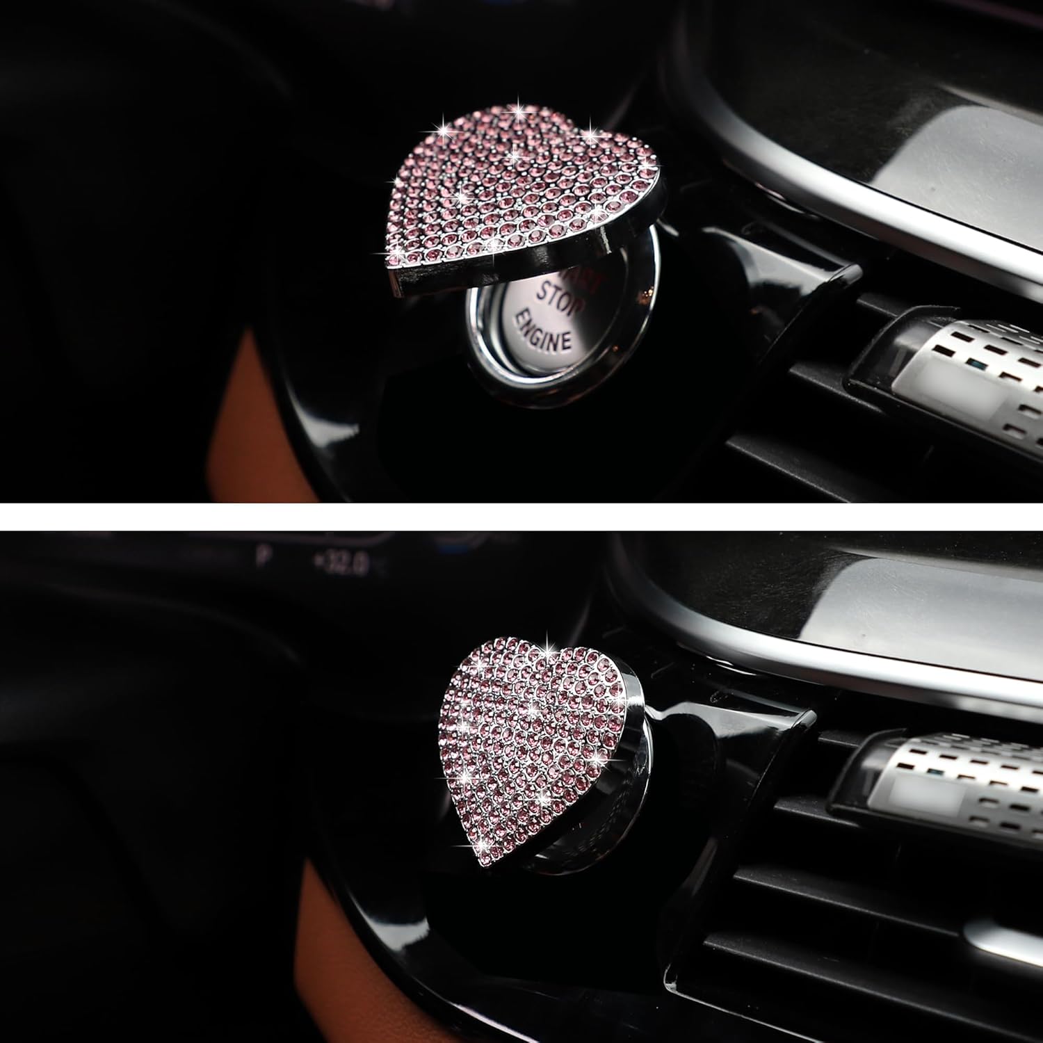 Bling Car Engine Start Button Cover Diamond Interior Crystal Push Start Button Ring Cap Sparkly Accessories Heart Bling Ignition Button Rhinestone Emblem Trim Universal for Car (Pink) Bling Car Engine Start Button Cover Diamond Interior Crystal Push Start Button Ring Cap Sparkly Accessories Heart Bling Ignition Button Rhinestone Emblem Trim Universal for Car (Pink)