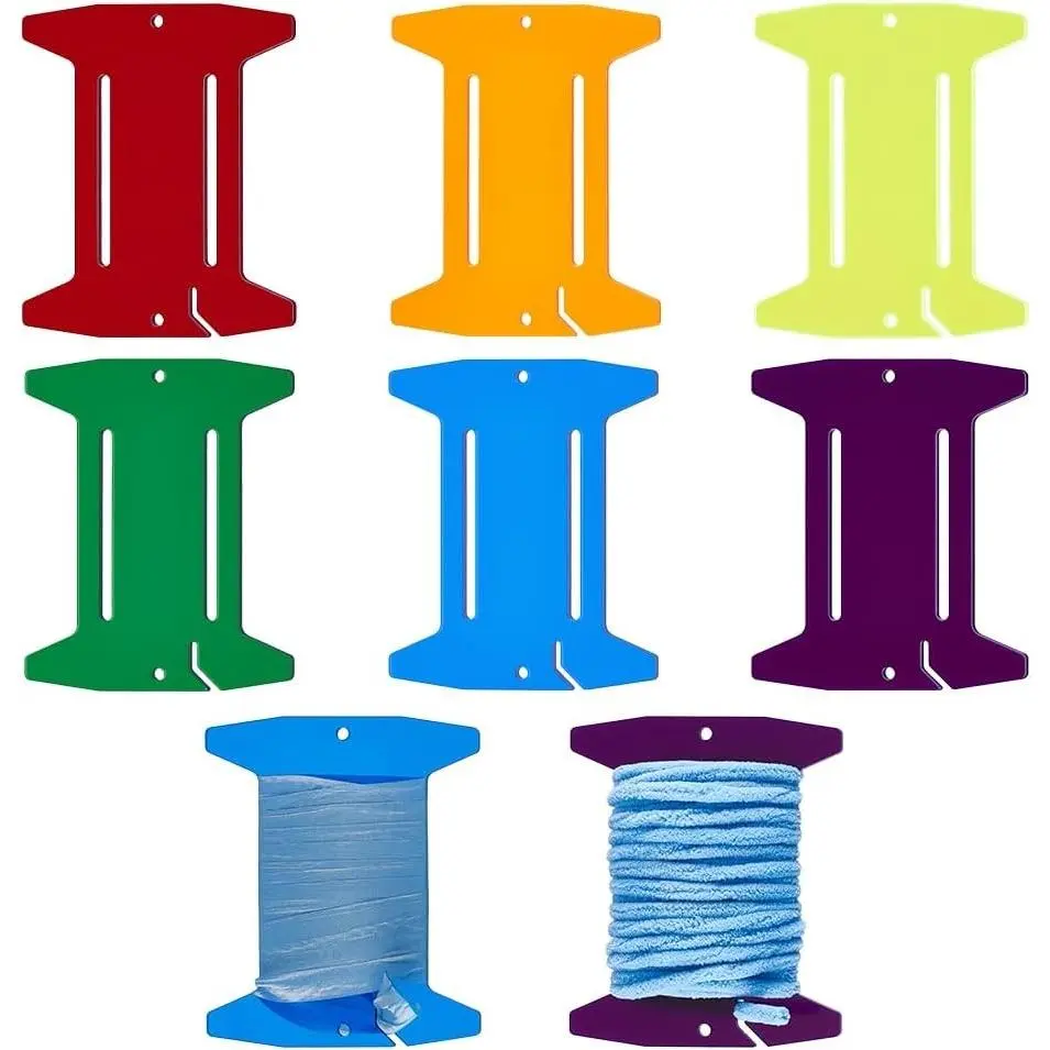 6 Pcs Acrylic Binding Holder, 6 Colors Quilt Binding Tool, Floss Bobbin, Thread Winding Boards for Organizing Binding Cross-Stitch