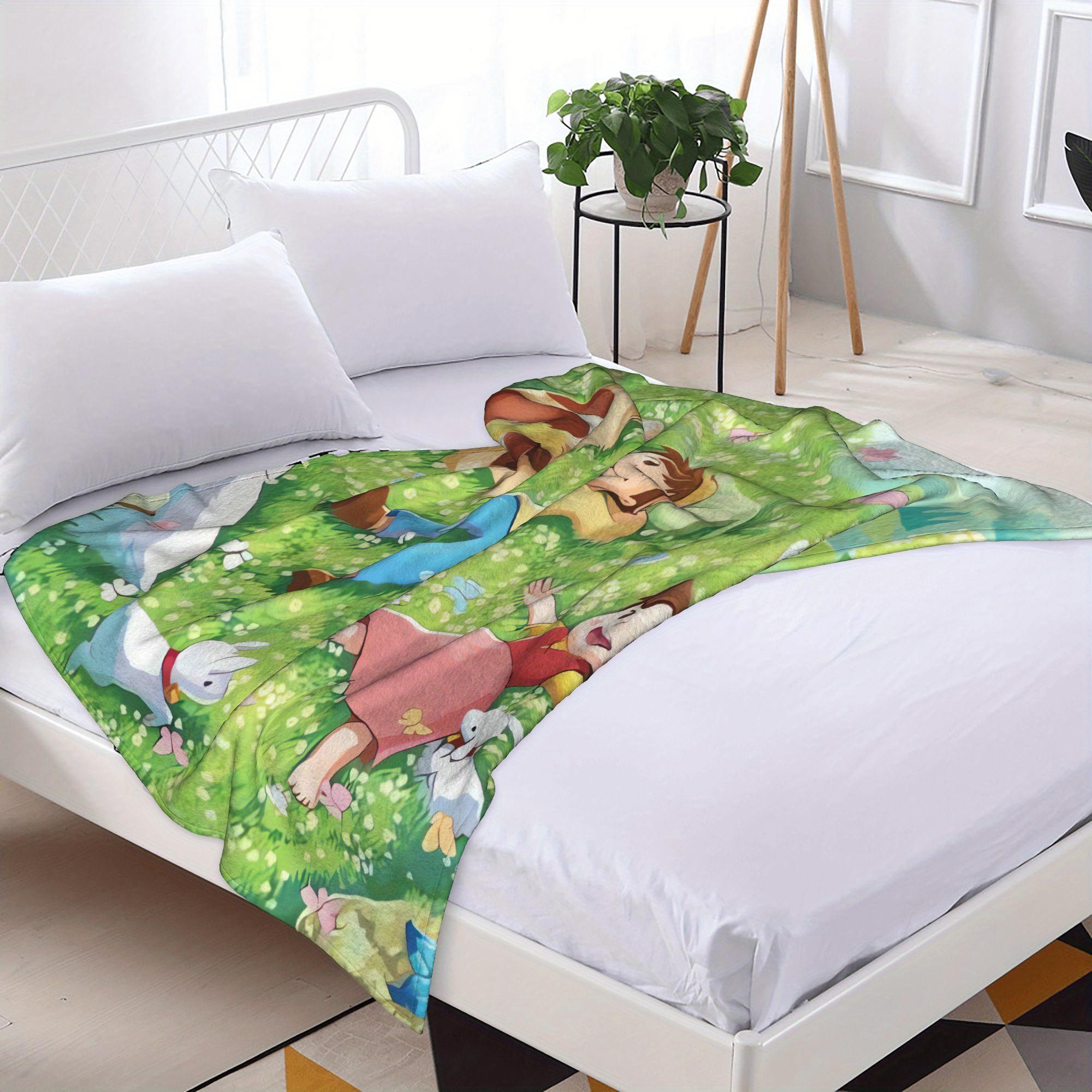 Anime blanket is soft and comfortable, suitable for sofa bed, living room, office, air conditioner, TV watching blanket Perfect Gift