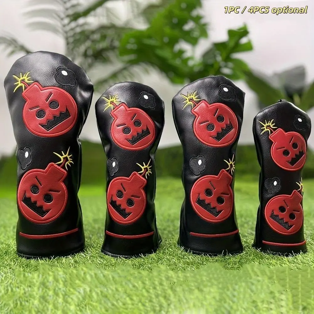 Driver Fairway Hybrid Golf Headcover, Devil Bomb Golf Club Cover, Durable Design, Essential Accessory for Golf Enthusiasts, 1pc/4pcs