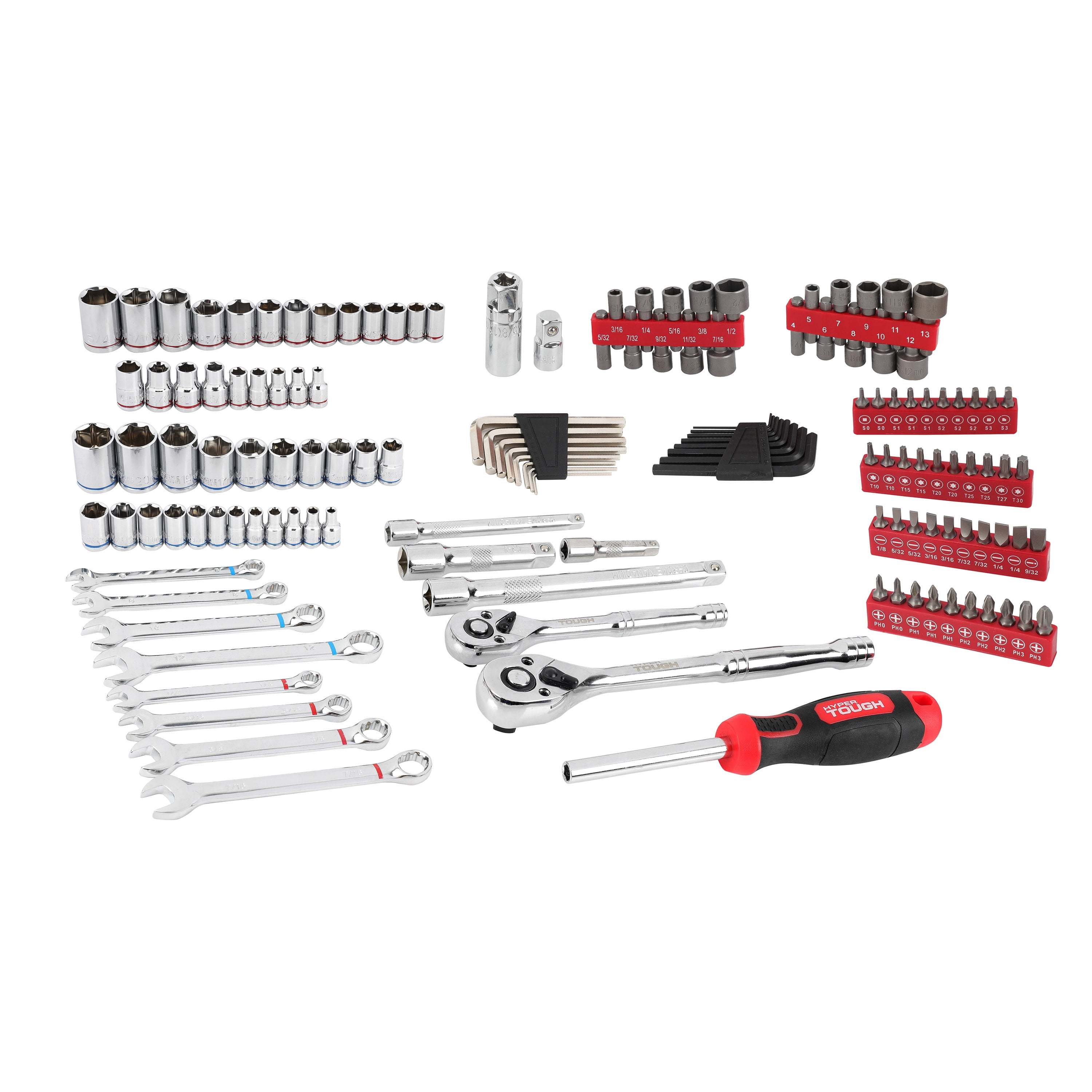 144-Piece 1/4, 3/8 and 1/2-inch Drive Mechanics Tool Set, Chrome Finish-2024