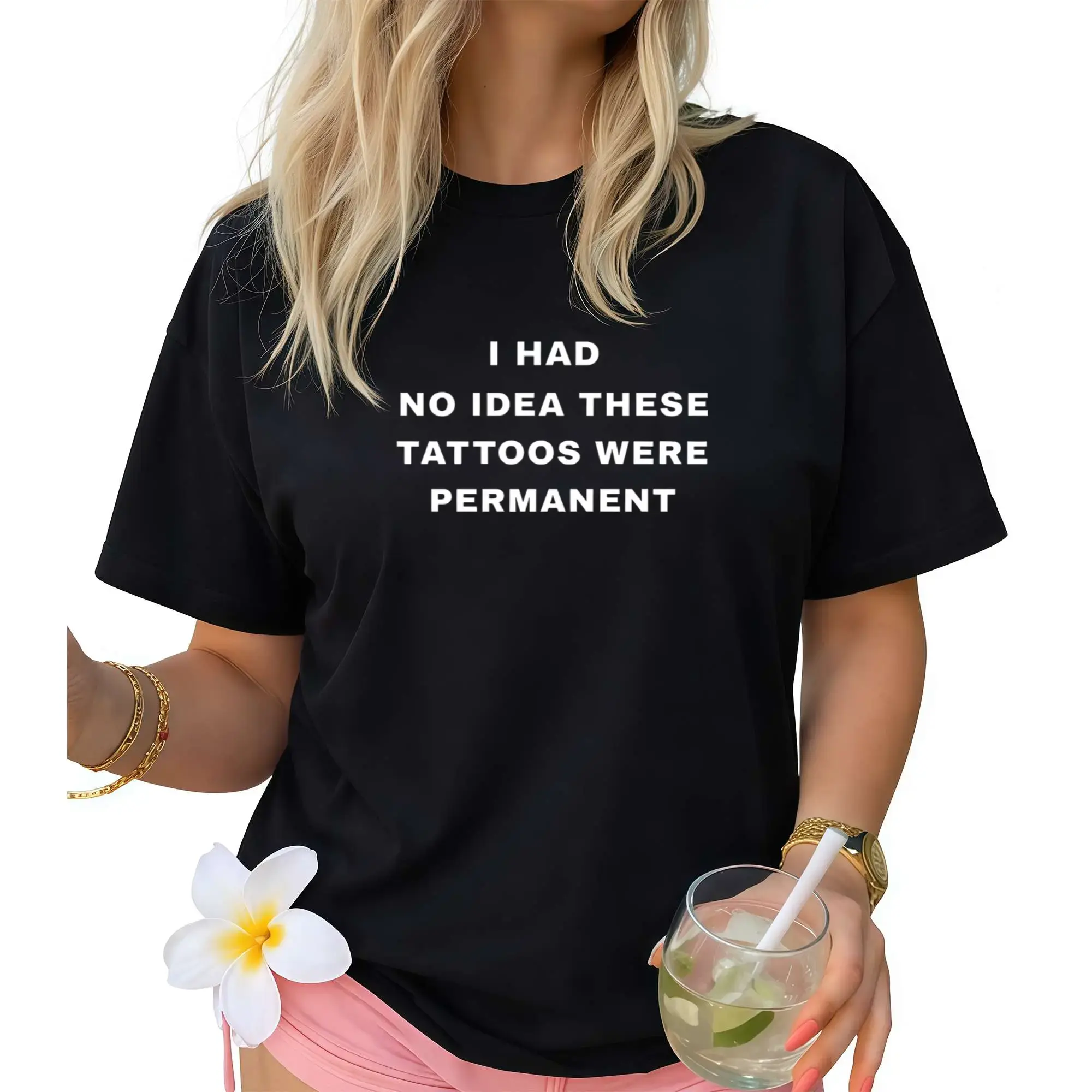 Y2K-style graphic tee with a witty slogan, "Tattoos & Sarcasm" theme, unisex heavyweight cotton T-, gift for tattoo enthusiasts, casual everyday wear, tattoo-inspired design, crew neck, plus sizes available, humorous graphic tee, trendy fit, viral de
