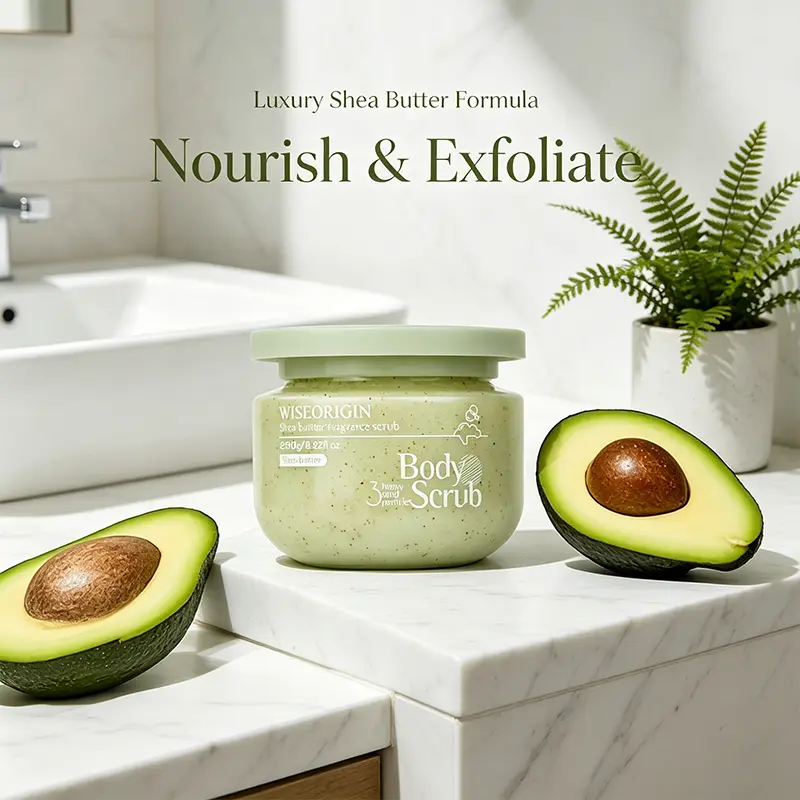 WISEORIGIN Shea Butter Fragranced Body Scrub, Deep Cleansing, Gentle Exfoliation, Nourishes Skin, Refines Pores, Leaves Skin Smooth, Ideal Gift