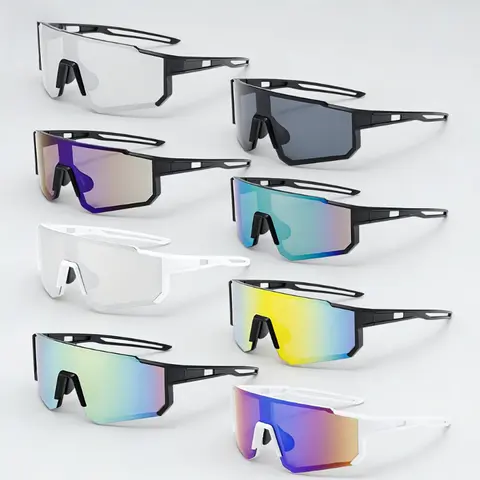 Unisex 8pcs Plastic Outdoor Sport Sunglasses - Ultra Light, Full Rim, Wide & Large-Frame Design, Multi-Sports Eyewear, Ideal for Summer Outdoor Activities, Ultra Light Men's Sunglasses