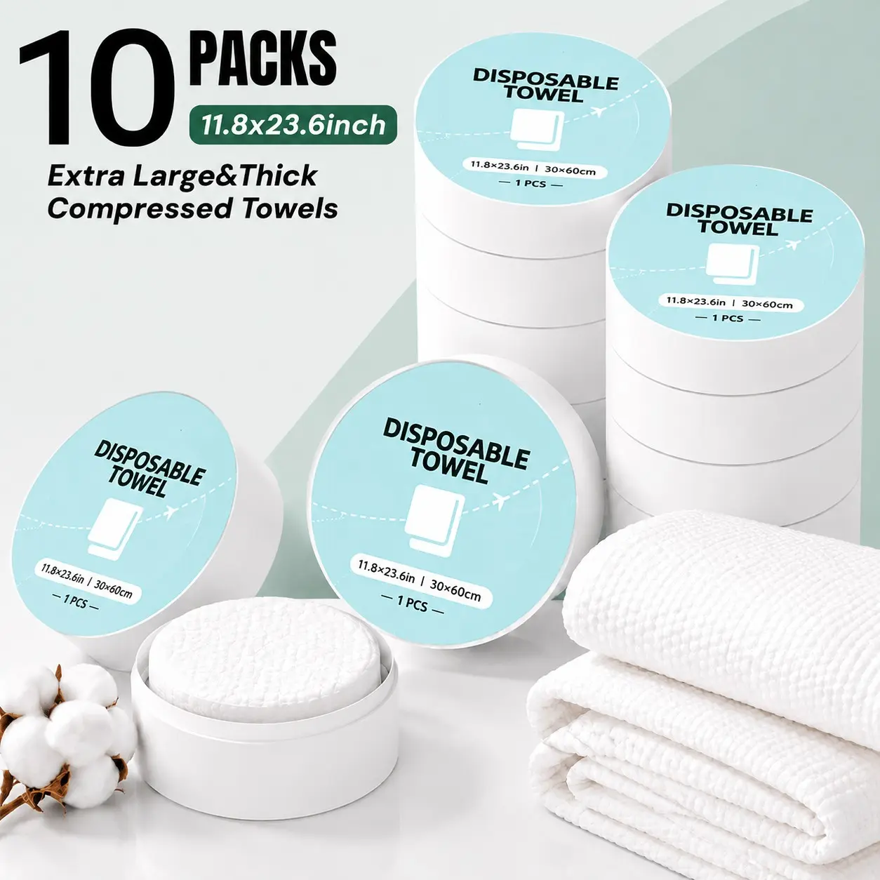 Extra Large&Thick Compressed Towel Tablets, Absorbent Thickened Towels, Disposable Coin Tissue for Travel, Portable Face Towels Compressed Towels,11.8x23.6 Inch Soft Durable Compressed Towels for Camping Outdoor On The Go (10 Counts )