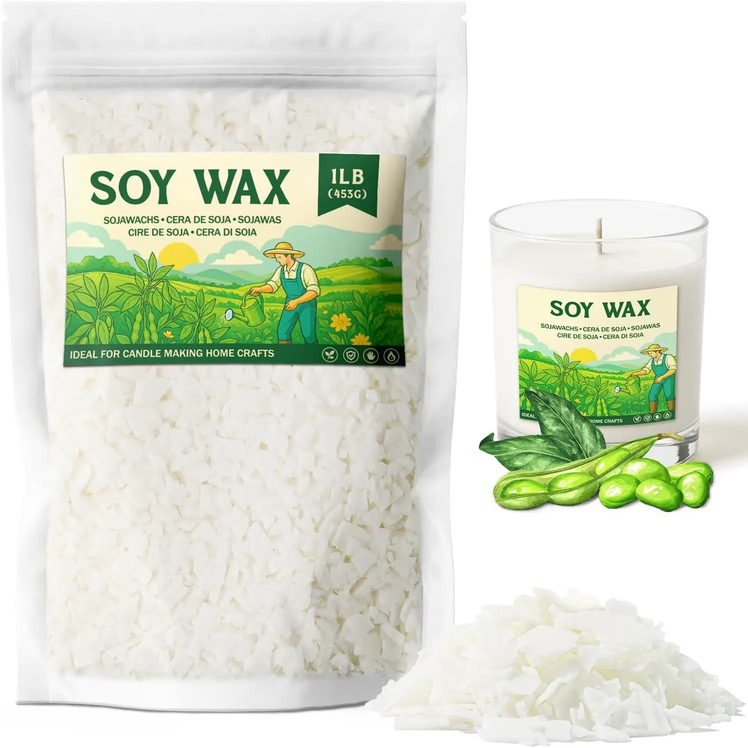 Soy Wax for Candle Making,  Soy Wax Flakes 1lb,  Candle Wax for DIY Candle Crafting