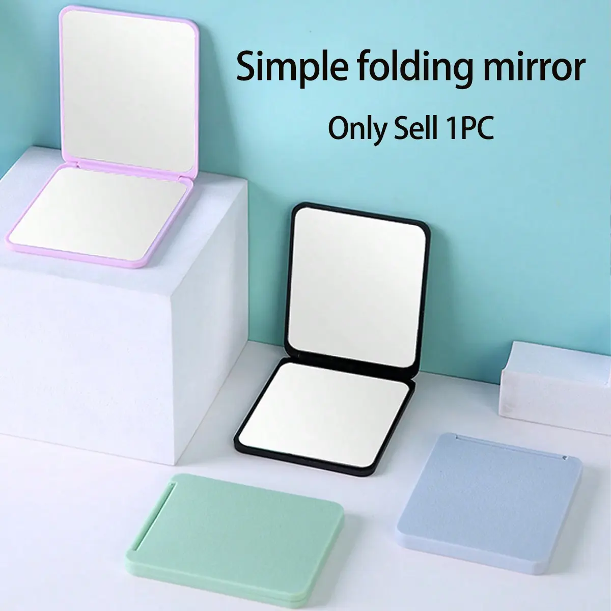 Single Pack Solid Color Folding Mirror, Japanese Style Portable Flip Dual-Sided Handheld Makeup Mirror, Cosmetic Mirror, Foldable Mirror, Ideal for Travel and Home Use