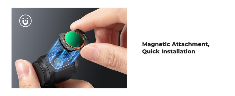 K&F Concept 4 Pack Magnetic Filter Set Compatible with DJI Osmo Pocket 3, CPL Polarizer Filter, Variable ND2-32, Black Diffusion Mist 1/4, Wide Angle Lens, Action Camera Accessories