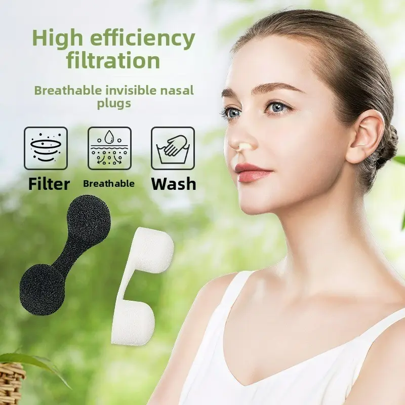 100 Disposable Nose Protectors, Dustproof Sponge Filters, Invisible Nasal Masks, Allergy Relief, Pollution Protection, Single-Use