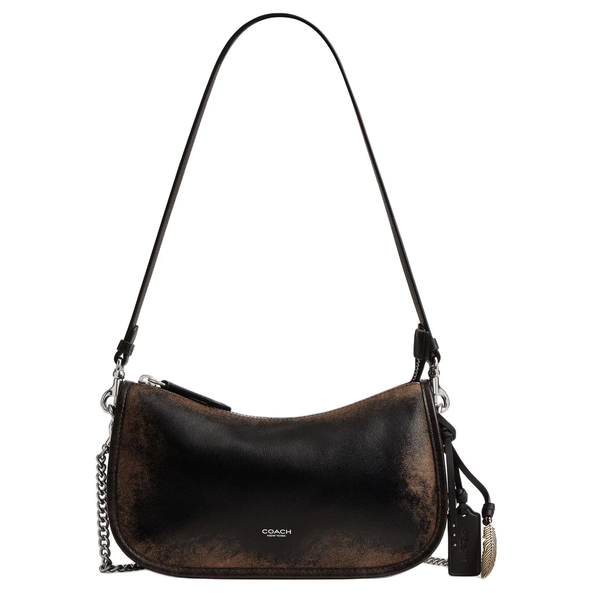 COACH Waverly 24 Crossbody Shoulder Bag for Women, Vintage Style, Black and Brown Leather