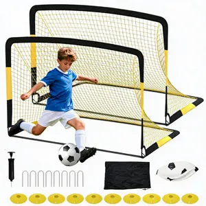 12x6 FT Portable Pop Up Soccer Goals 2 Pack, Complete Backyard Soccer Training Set with Ball Cones Ground Stakes, Quick Setup Soccer Net for Practice Competitive Play Youth Adult Outdoor Games