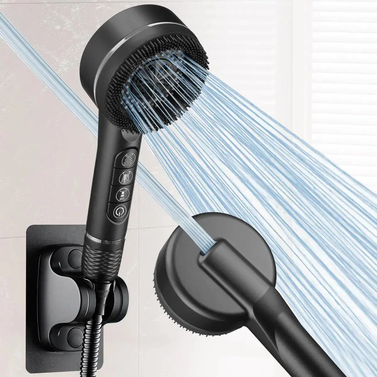 Shower Head Set, Handheld Showerhead Set, 3 Counts/set Including 4-Mode Handheld Shower Head, Adjustable Showerhead, 1.5m Hose & Punch-Free Shower Bracket, Modern Bathroom Shower Equipment, Shower Head Combo, Handheld Shower Head With Hose
