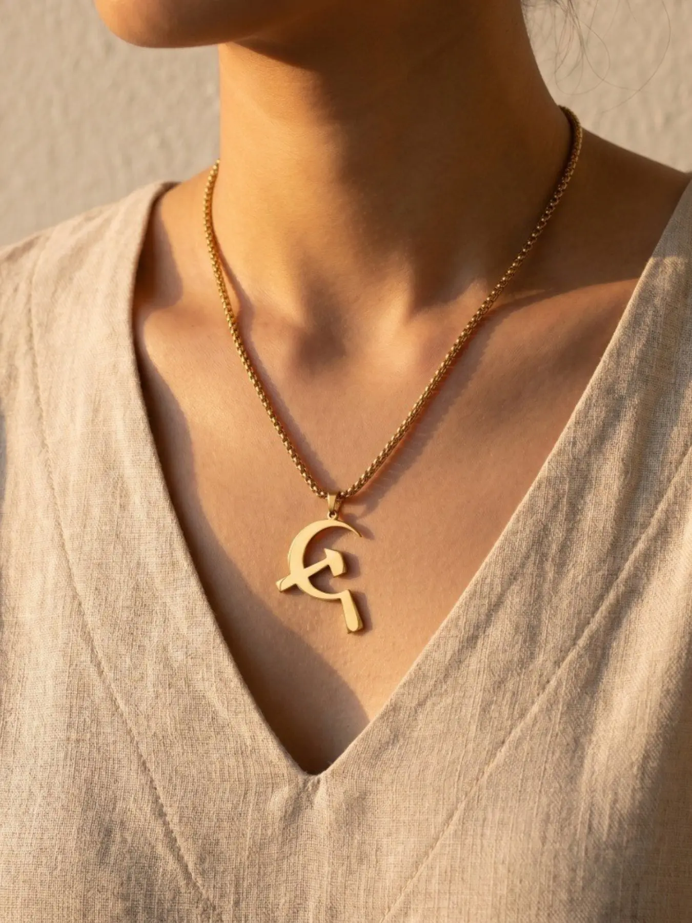 Chinese Style Scythe Hammer Titanium Steel Necklace, Unisex National Trend Hip Hop Pendant, Versatile Non-Fading Jewelry