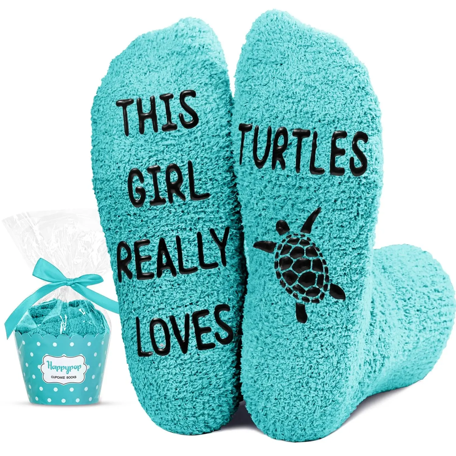 HAPPYPOP Fuzzy Animal Socks for Women - Turtles Gifts Socks for Girls Comfort Fabric