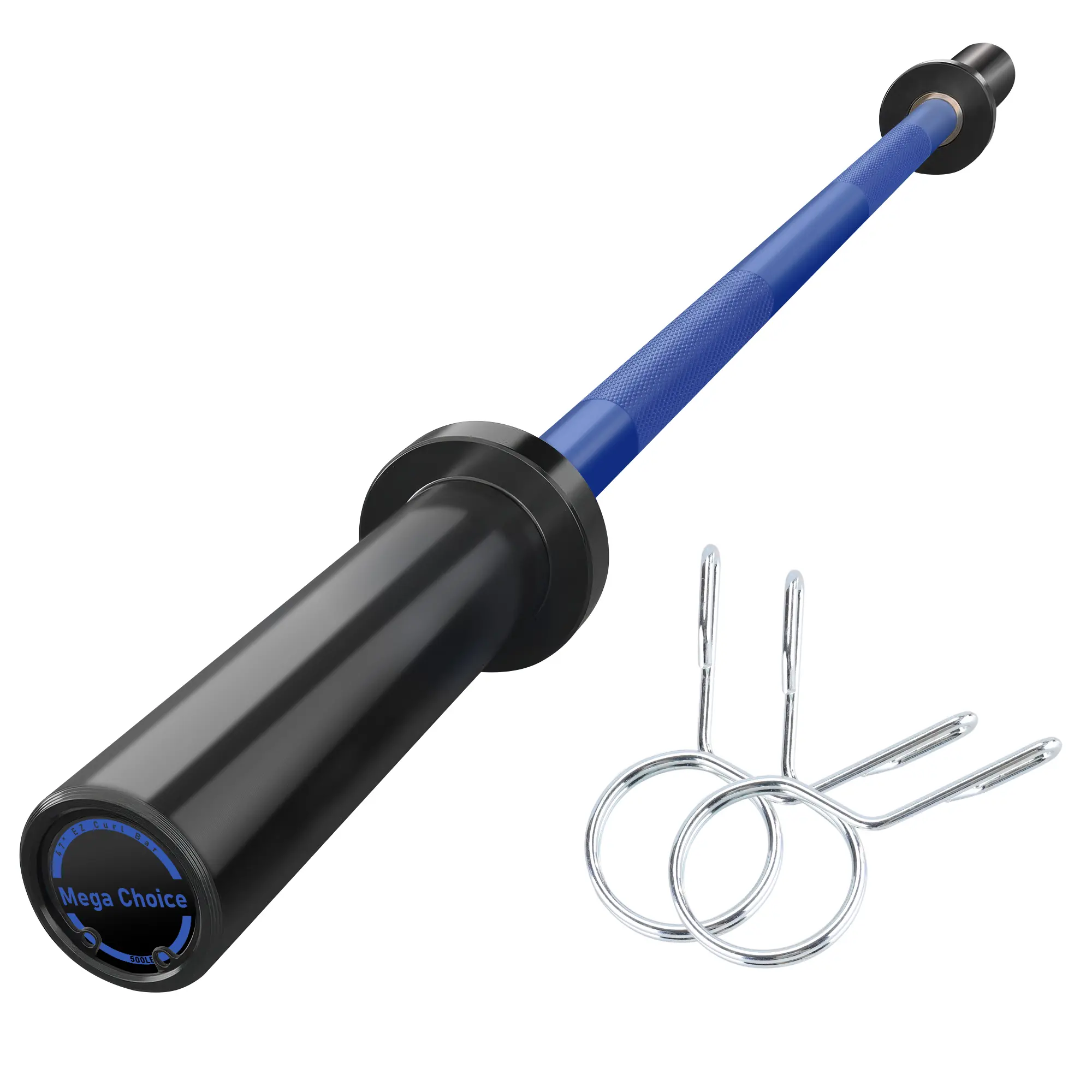 4FT Short 2 Inch Barbell Bar, 500LB Weight Capacity, Fits 2" Standard Plates with Knurled Grip for Home Gym & Small Space Strength Training, Black+Blue