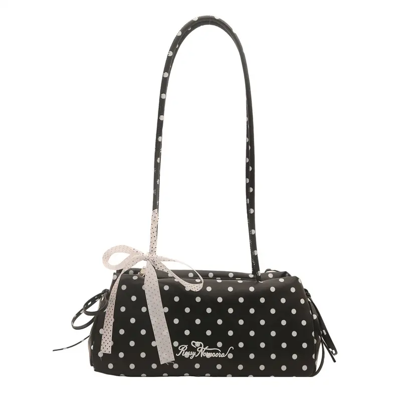 2026 Women Shoulder Bag Y2K Polka Dot Mini Purse with Bow Detail, Cute Vintage Handbag for Girls, Trendy Small Crossbody Bag for School, Shopping, Dating and Daily Fashion Outfits