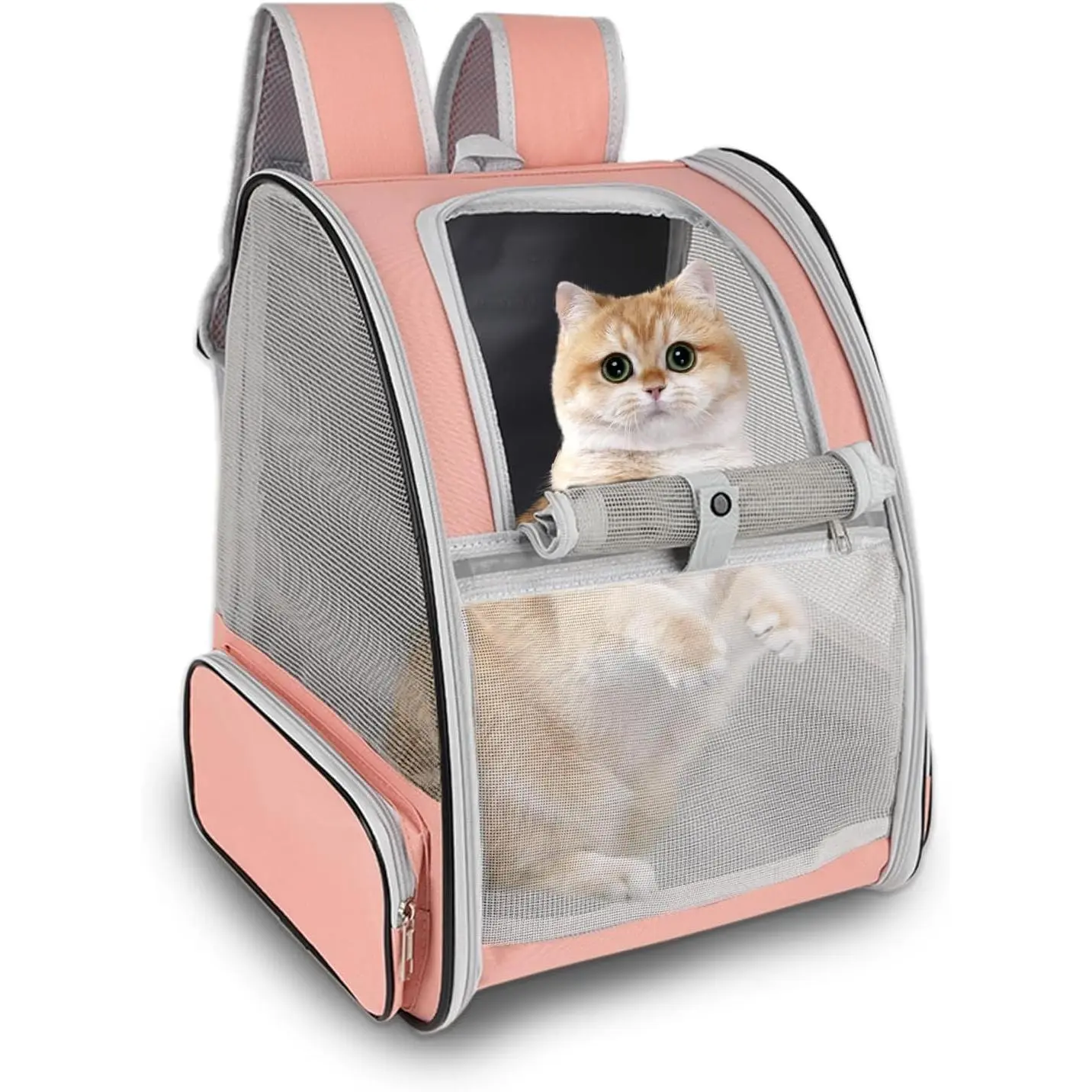 Cat Backpack Carrier,Pet Carrier Airline Approved for Small Dog Cat Puppy Kitten Bunny,Ventilated Mesh Design Animal Backpack for Hiking Camping Travel Bag (Pink)