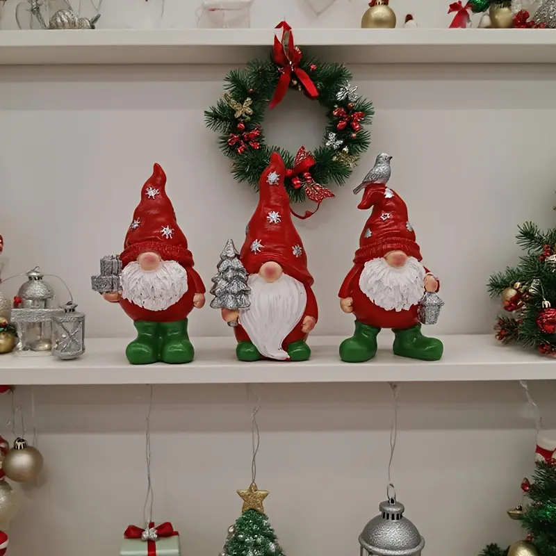 Set of 3 Gnome Figurines Made of Resin, Perfect for Home And Kitchen Decor, Can Be Used As Christmas Decorations Or Gifts for Others