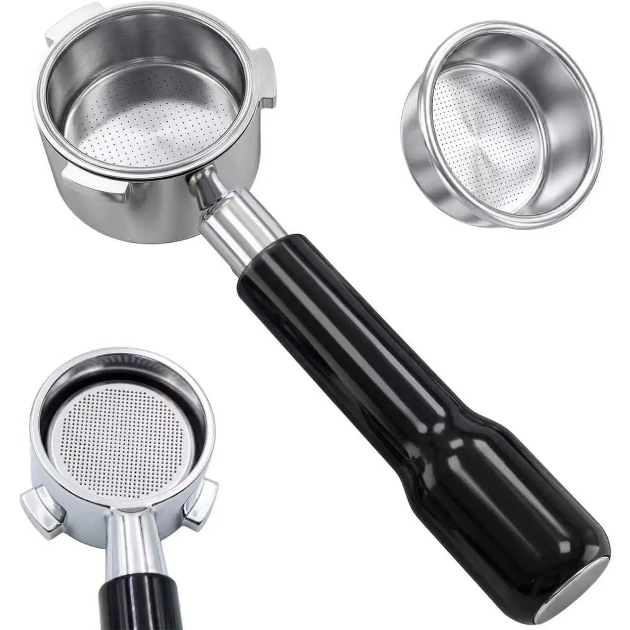 54mm Stainless Steel Coffee Bottomless Portafilter with 3-Ear Handle, 18-20g Hole Pattern Basket for Daily Use, Fits Bambino Barista BES870XL, BES450BSS, BES876BSS, BES880BSS, 878BSS, 500BSS, 840XL Express Machines