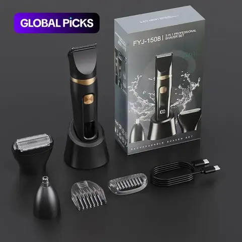 Men's Electric Shaver, USB Rechargeable, Multi-Function Trio, Portable Electric Razor, Beard Trimmer, Hair Clipper, Travel Friendly, Shaver Combo, Trimmer Shaver Set