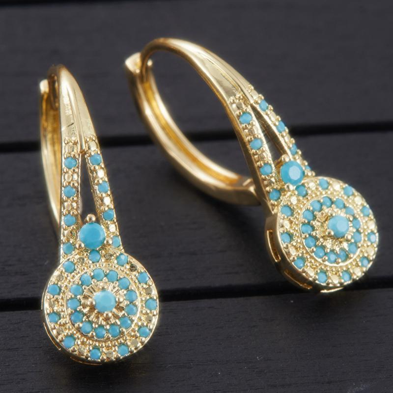 A Pair of Fashionable Inlaid Green Color Stone Earrings, Women's Bohemian Style Retro Trendy Accessory Gift