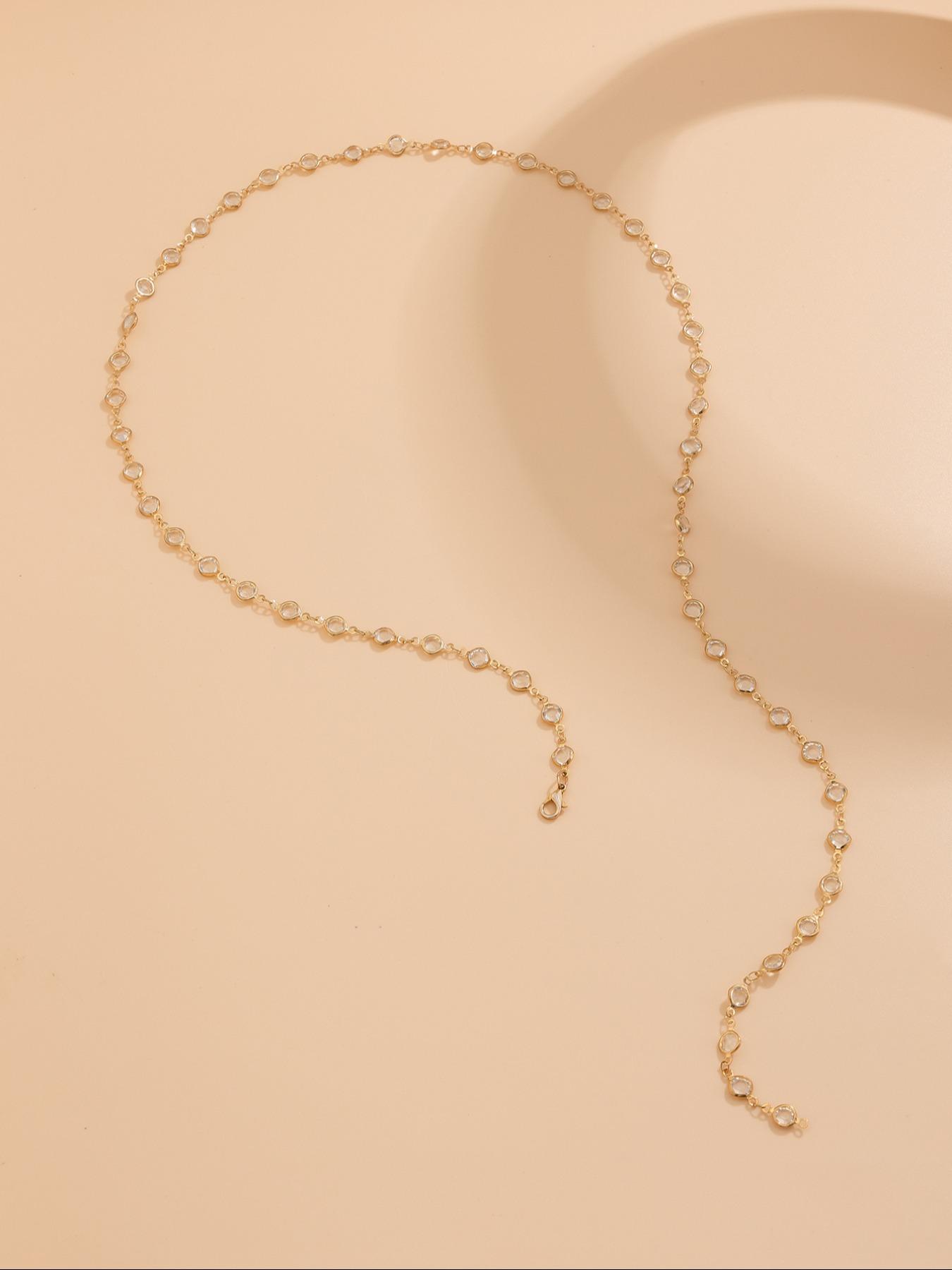 Women's Elegant Artificial Crystal Beaded Decor Chain Necklace, Fashion Jewelry for Party, Daily Clothing Decor, Trendy All-match & Exquisite Jewelry for Gift, Statement Necklace