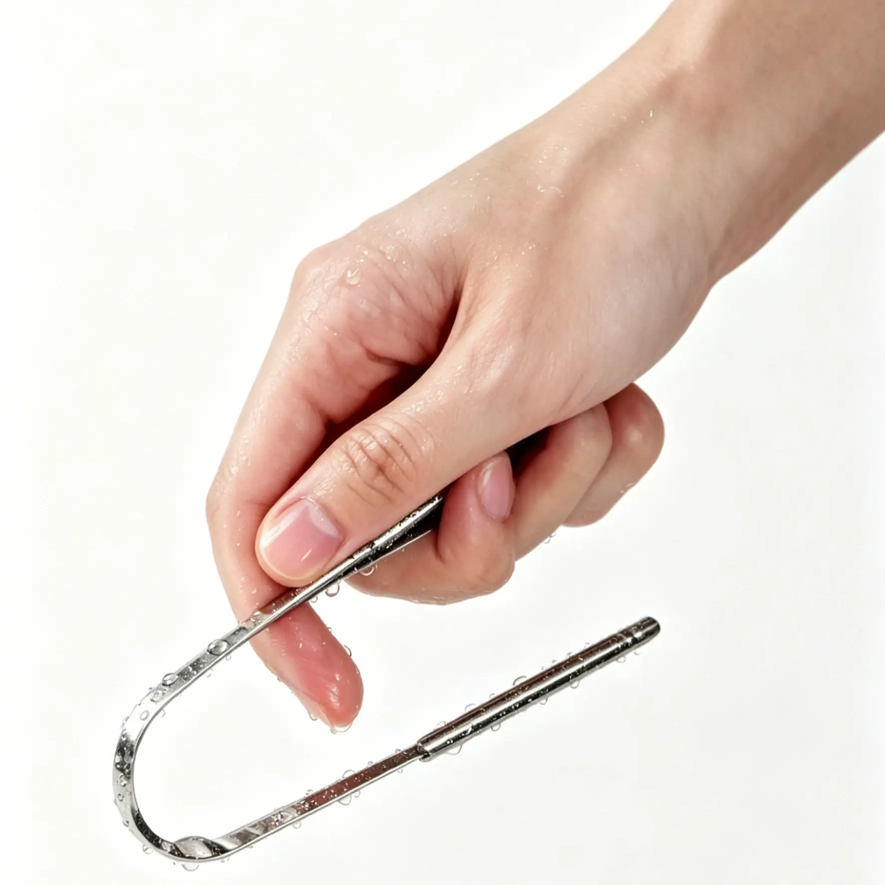 High-Quality Metal Tongue Scraper, Flexible Arc Design, Gentle Oral Care Tool, Portable Stainless Steel Tongue Brush for Adults and Kids