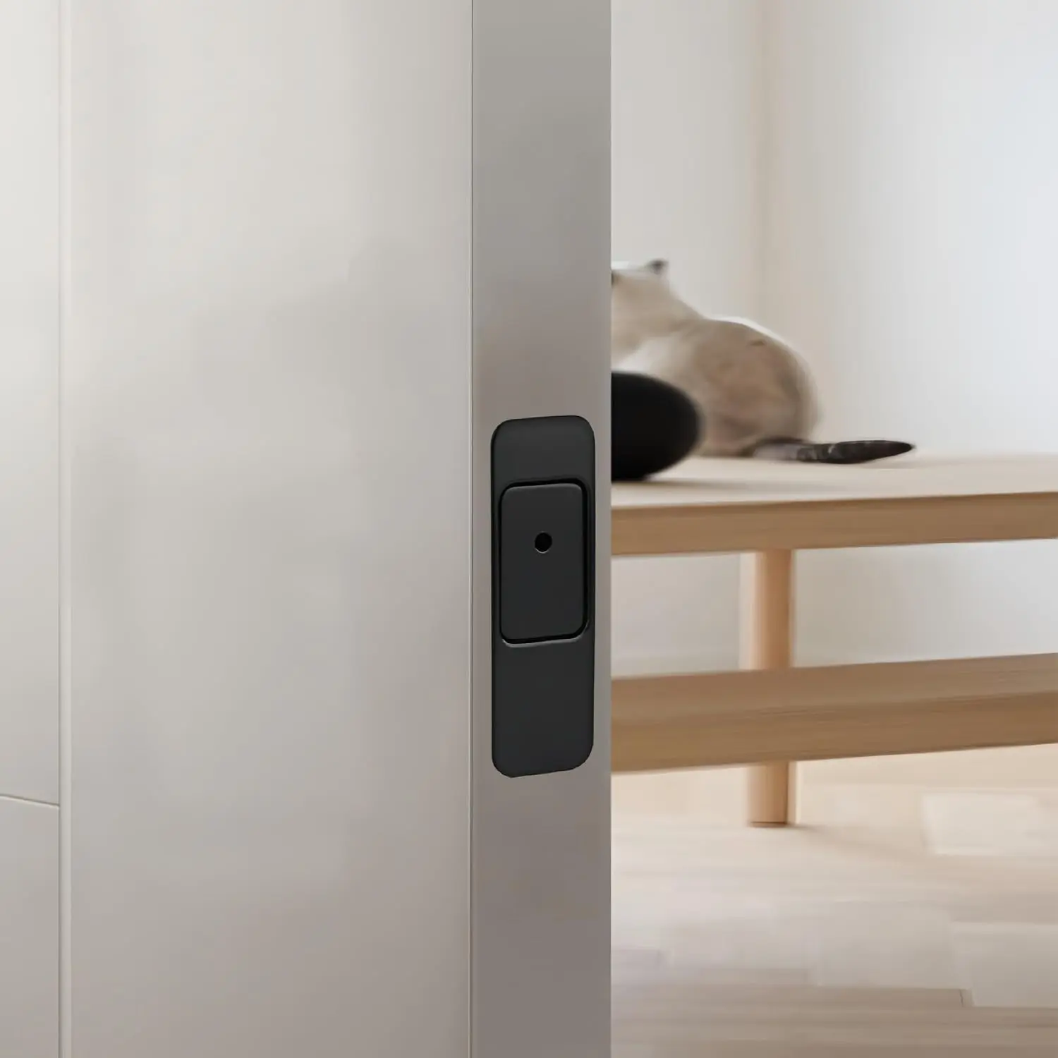 Invisible   Latch, Wooden Door Anti- Door  Latch, Double Door Mother Door Silent Door Latch, Mute Automatic Deadbolt (Black)