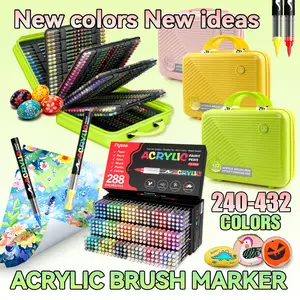 240-432 Colors Acrylic Marker Set, Non-Transparent Watercolor Pens, Ideal for Art, DIY, Holiday Cards, Canvas, Best Gift for Students and Office