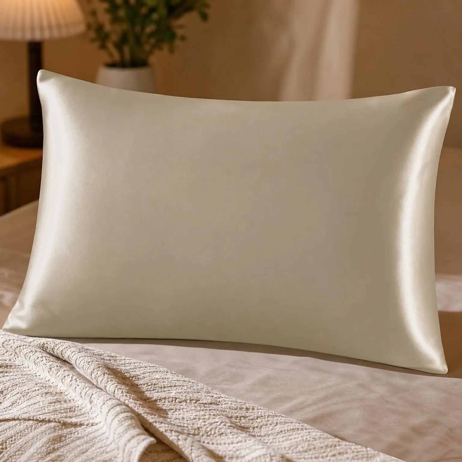100% Pure Mulberry Silk Pillowcase for Hair and Skin, Queen Size, 6A Grade Silk on Both Sides, Soft & Smooth, Hypoallergenic, Hidden Zipper, Gift for Women and Men, 1pc (20"x30", Taupe)Gift