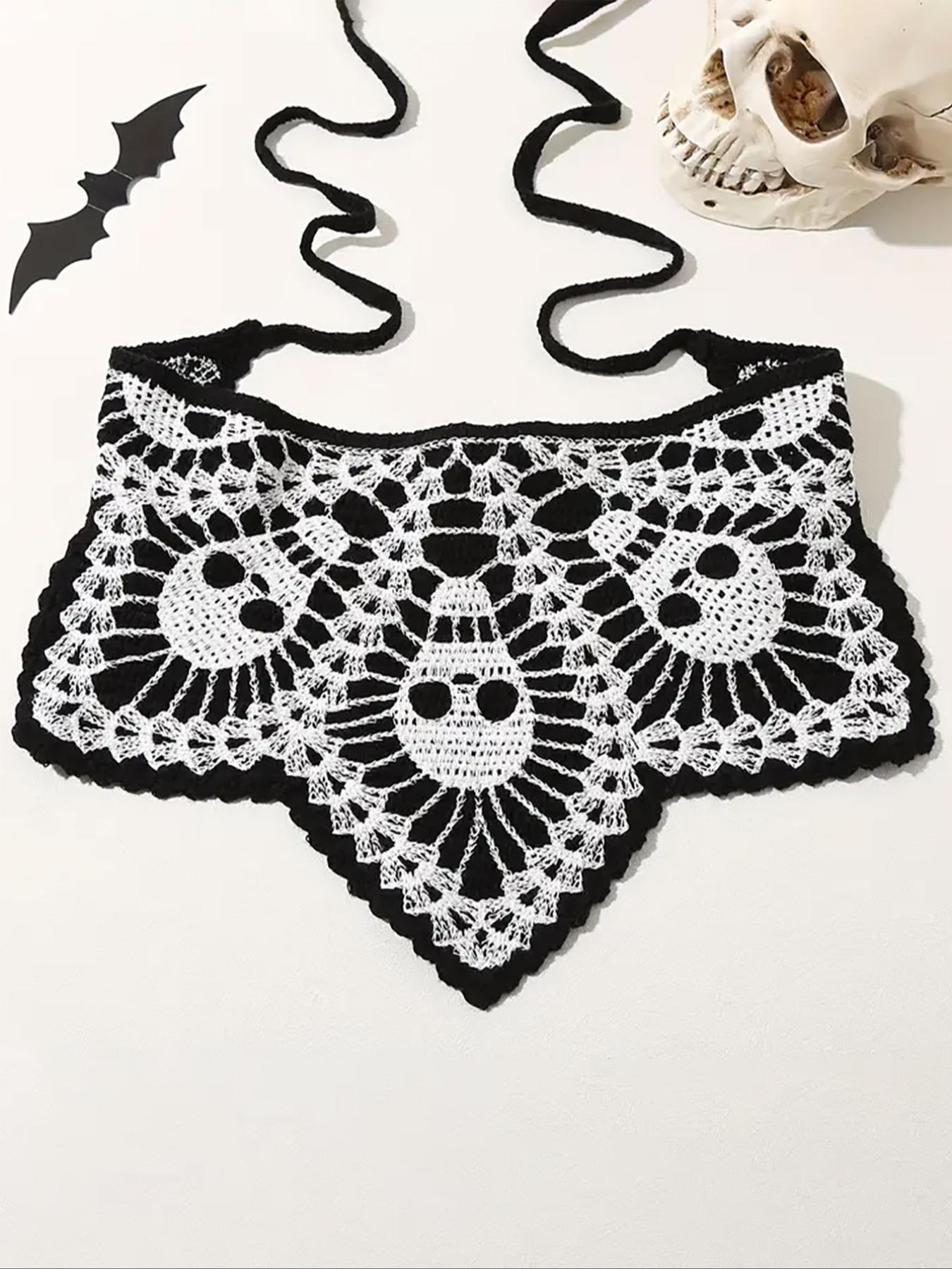 Halloween Themed Skull Embroidery Crochet Hair Band, Cute Scary Hair Band for Women & Girls, Fashion Hair Accessories for Party, Daily Clothing Decor, Holiday, Boho
