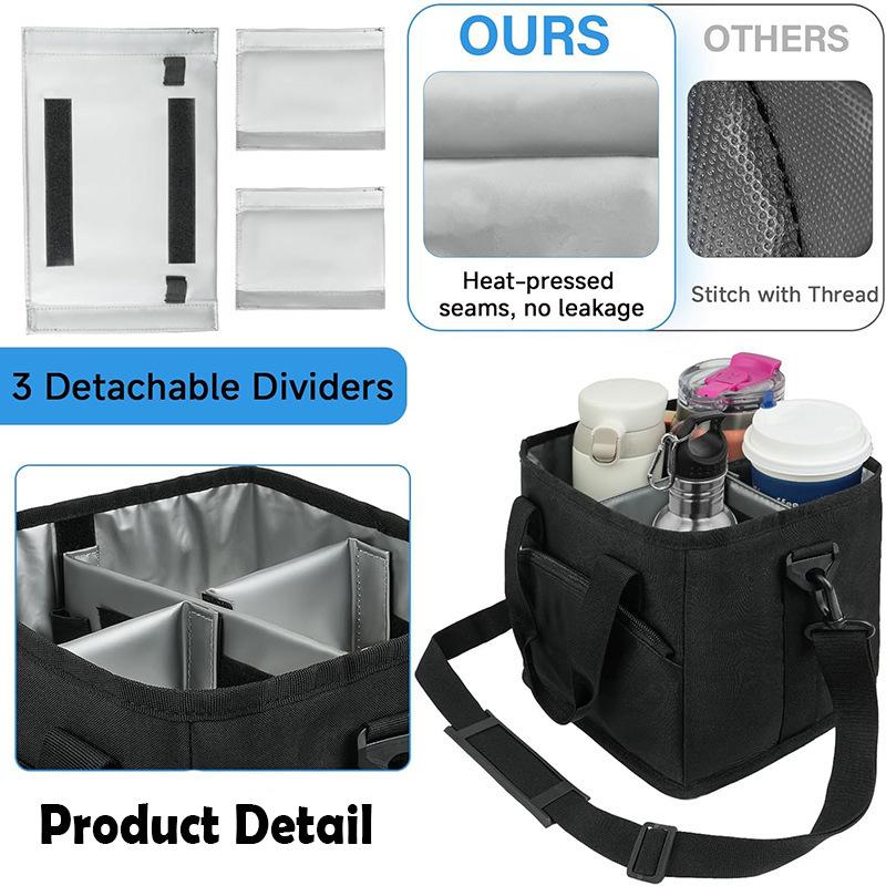 Portable Foldable Oxford Cup Bag| Reusable Coffee & Tea Carrier for Travel, Outdoor & Car Use