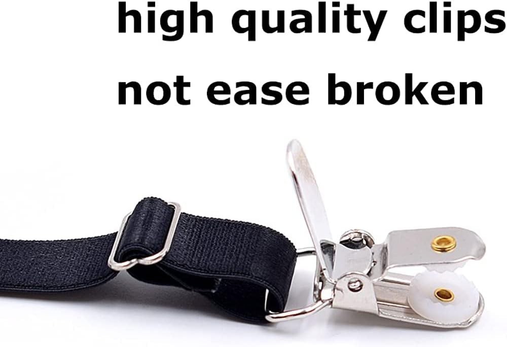 Men's Shirt Stays, Upgraded Adjustable Elastic Garter Belt, Military Shirt Holder with Non‑Slip Locking Clamps