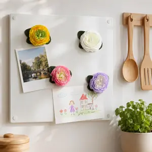 4pcs Artificial Flower Magnet Set, Spring Colorful Floral Decor, 3D Peony Design, Kitchen Refrigerator Door Decoration, Gift for Mom, Friends, Teachers