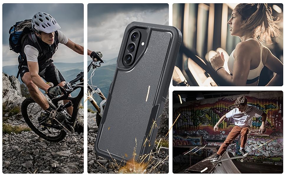 RMOCR Case for Samsung Galaxy A17 5G Phone Cover with Screen Protector+Camera Lens Cover,Military Grade Heavy Duty Shockproof PhoneCase with Wrist Lanyard Strap for Sam A17,Black Matte