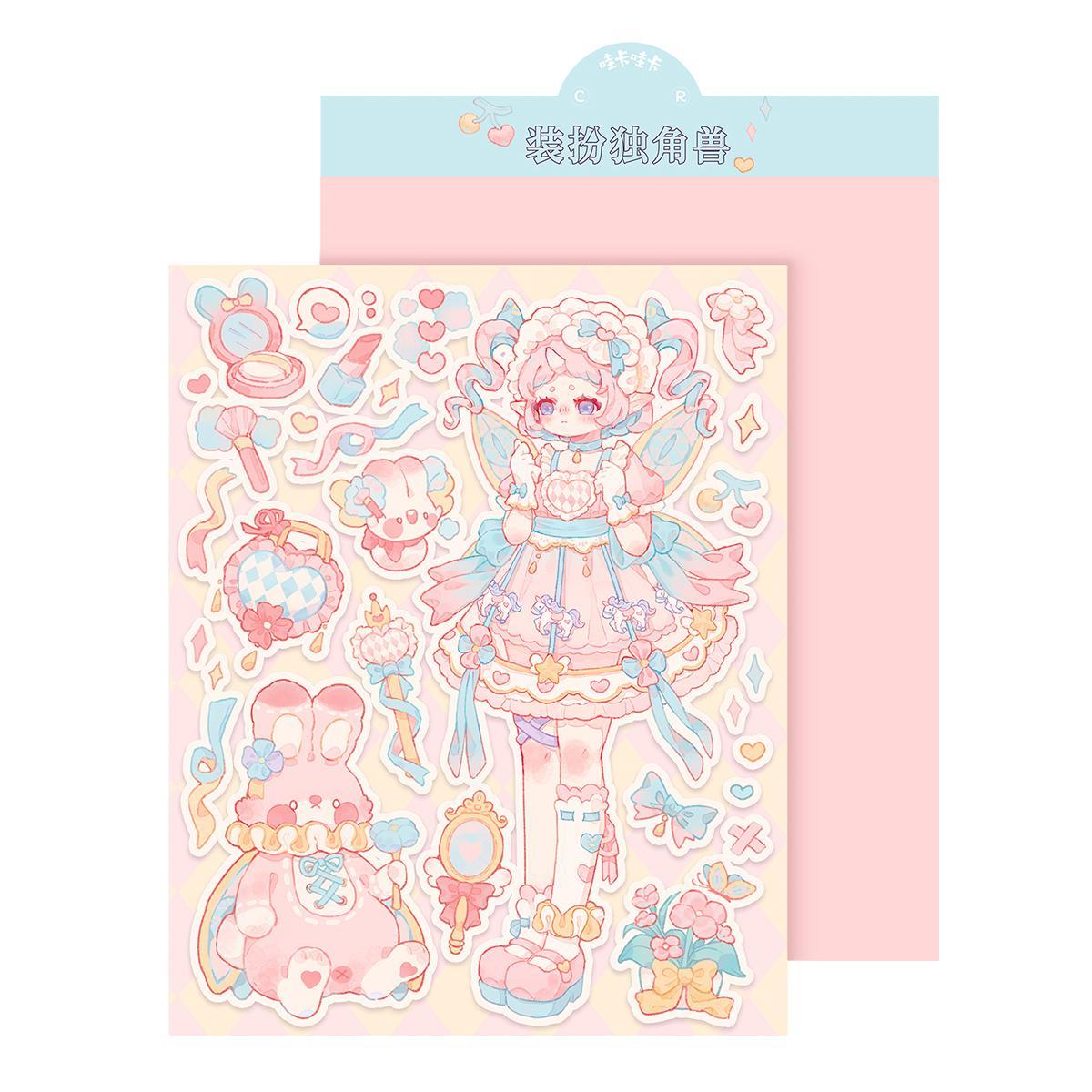 Room Decor Cute Cartoon Girl Pattern Sticker, Waterproof Self Adhesive Decorative Sticker, Fun Decor Sticker for Gift Greeting Card Water Bottle Laptop Phone DIY Scrapbooking Journal Making