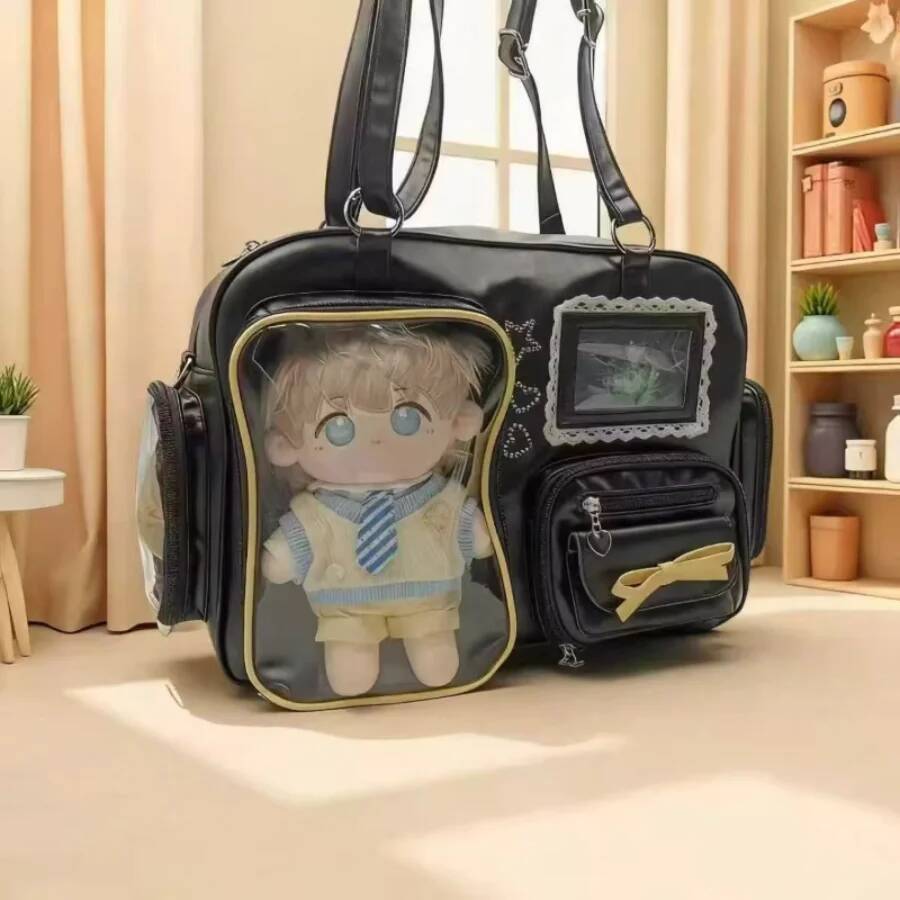 New Y2K Cute Itabag Comic Exhibition Large Capacity Backpack Sweet Girl Transparent Crossbody Bag DIY Badge Display Shoulder Bag