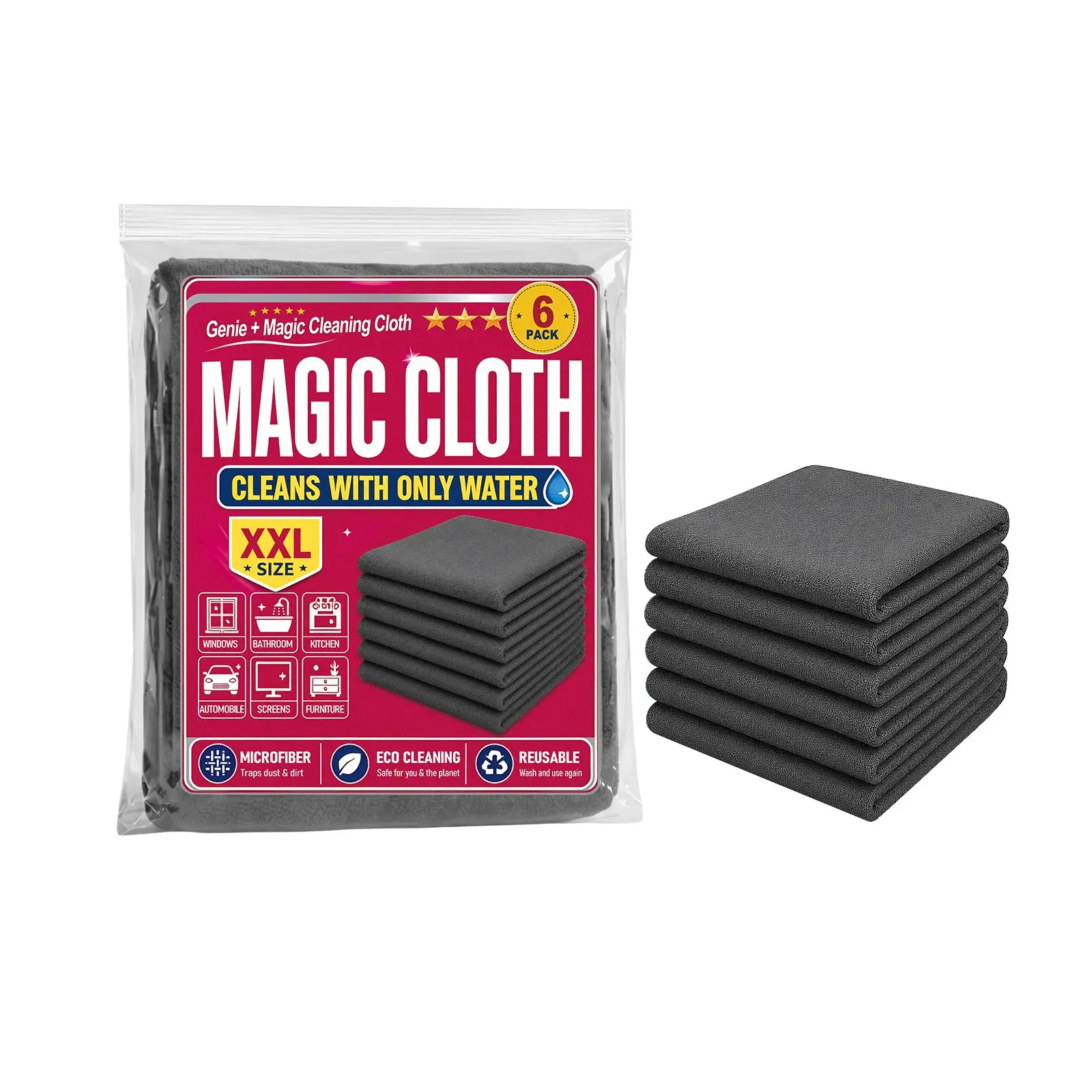 Microfiber Cleaning Cloth, Absorbent Non-Shedding, Multi-Purpose Kitchen Glass Car Cleaner, Ultra-Fine Fiber, Versatile Household Use