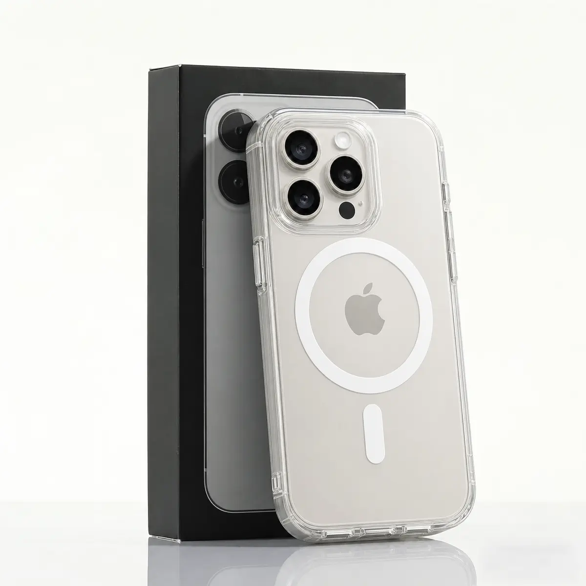Magnetic Transparent Silicone Smartphone Case with Acrylic Back - MagSafe-Compatible, Shockproof, 5.81in, Precise Fit for iPhone 17/16/15/14/13/12/11 Pro Max, Handheld Cellphone Casing Cover, Christmas Phone Accessory