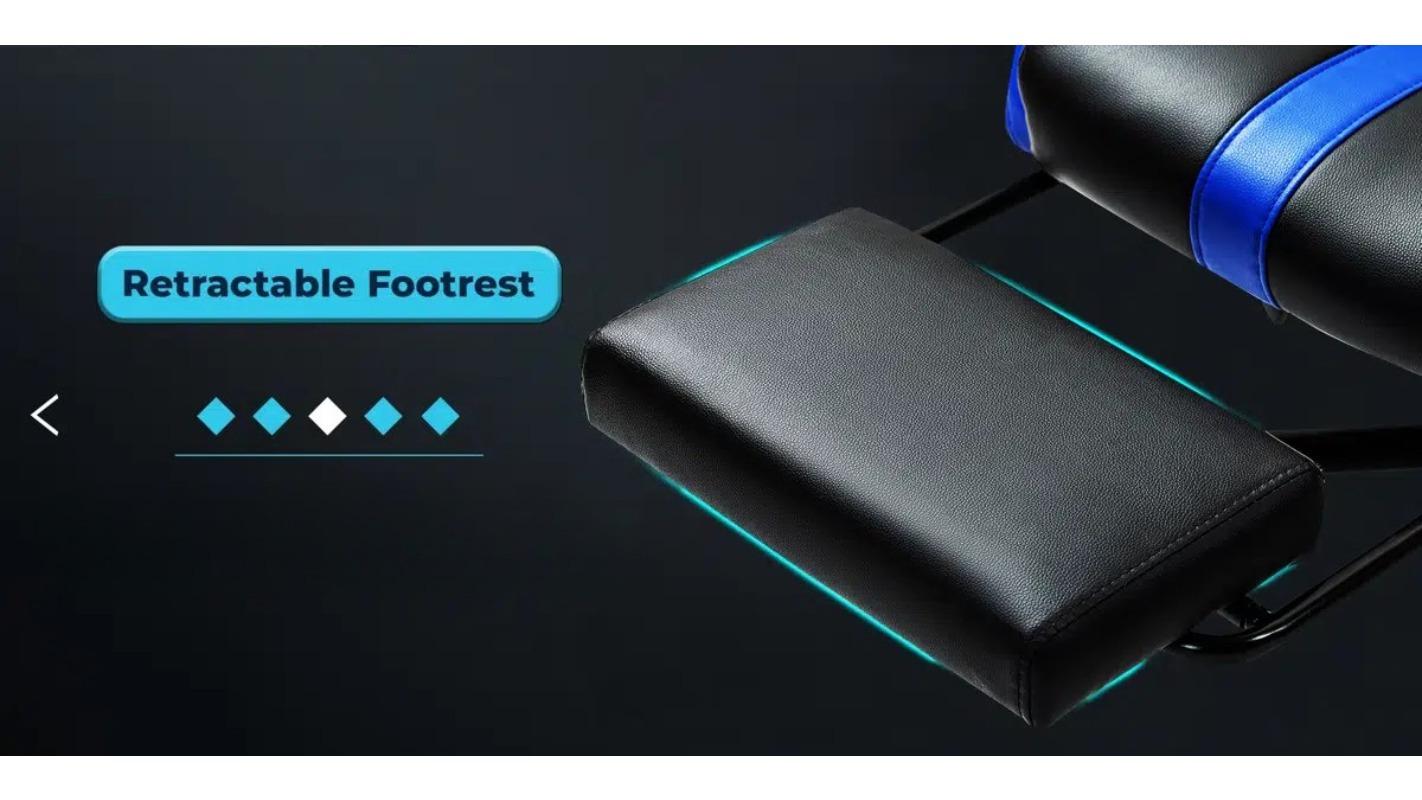 PU Leather Gaming Chair with Footrest, Ergonomic Computer Chair with Massage Lumbar Support