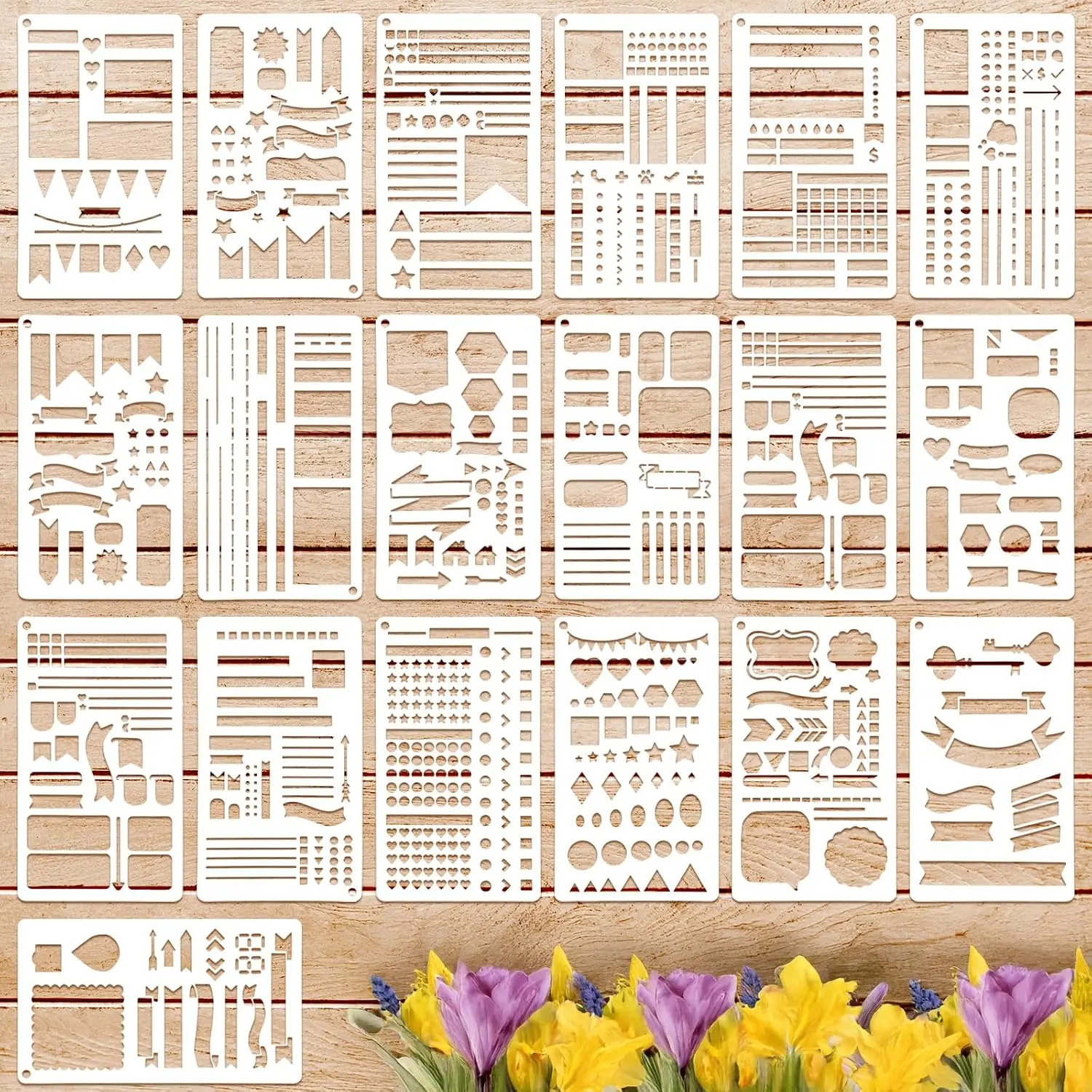 Planner Stencils,20 Pcs Calendar Stencils for Planners |  Flexible Plastic Record Template for Journaling Supplies Habits  Monthly Spread