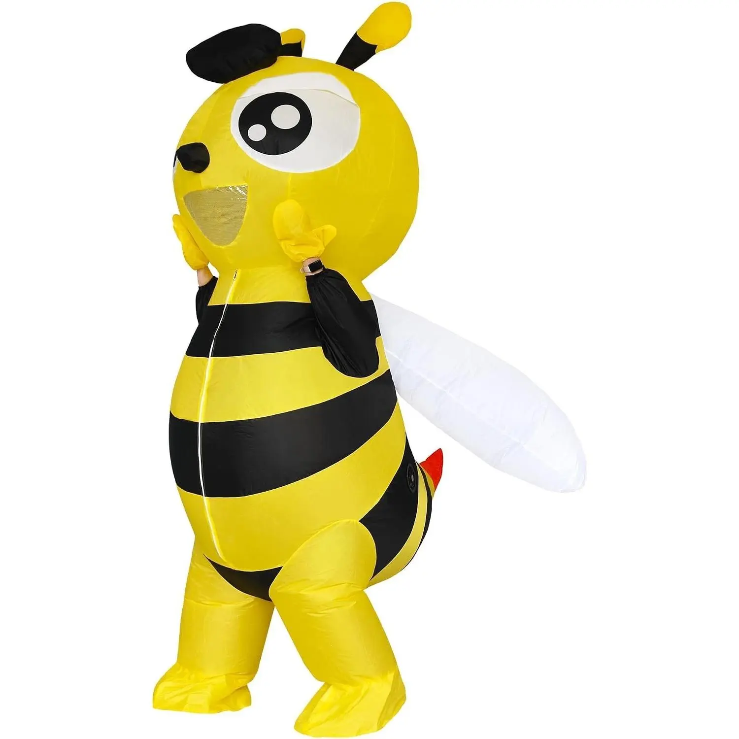 Inflatable Bumble Bee Costume for Adults, Funny Blow Up Halloween Honeybee Mascot Suit, Unisex Insect Cosplay Outfit for Carnival, Theme Party and Holiday(Gift)