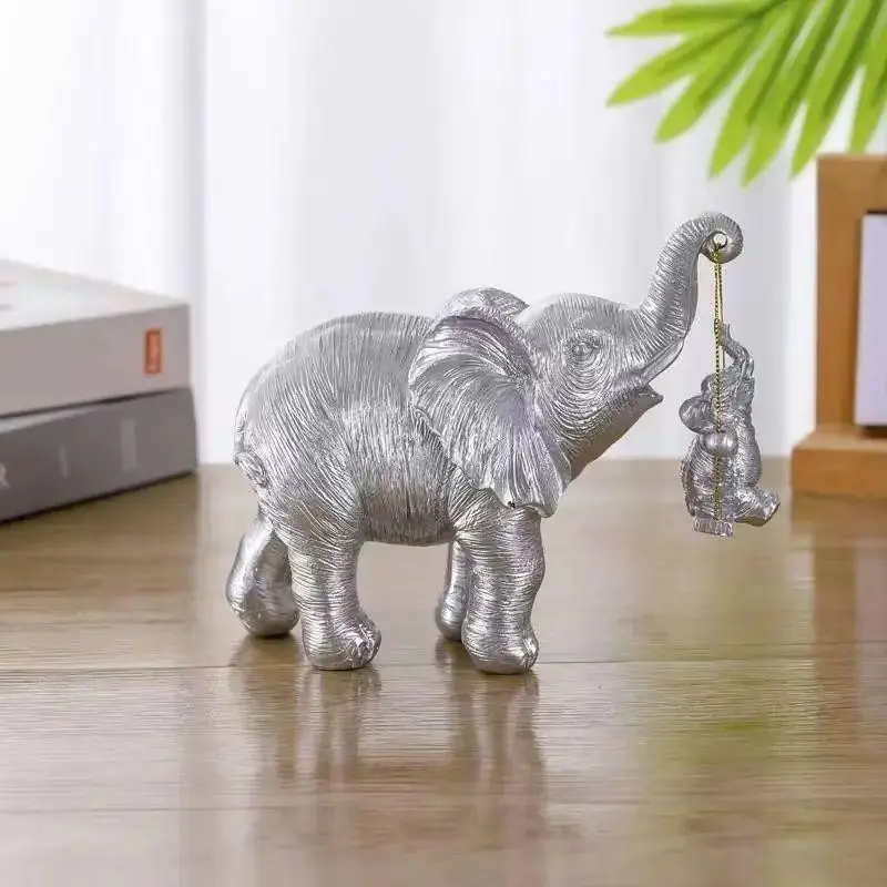 Luxury Resin Elephant Sculpture, Creative Boho Feng Shui Wealth Symbol, Desktop Decor for Living Room, TV Stand, Mother's Day Gift, Moving House Present